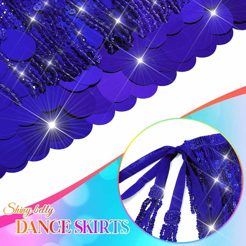 Unicra Gold Sequin Skirt Sparkly Fringe Skirt Glitter Belly Dance Hip Scarf for Women - Image 5